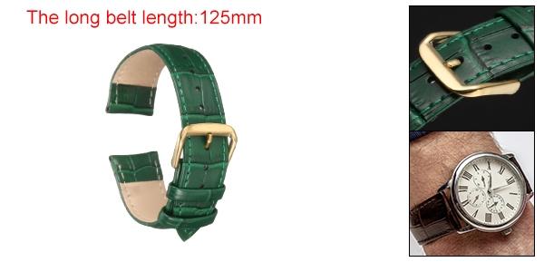 22mmエンボス加工牛革時計バンド、スプリングバー付きの男性と女性用交換用ウォッチストラップ、緑ゴー ルド