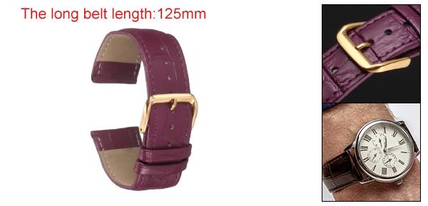 24mmエンボスパターン牛革時計バンド、スプリングバー付きの男性と女性用交換用ウォッチストラップ、パープルゴー ルド