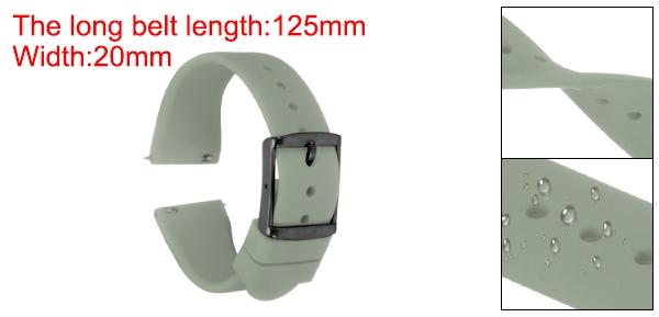 20mmクイックリリースソフトラバー交換用ウォッチストラップ、ステンレススチール黒クラ スプ付き、男性用女性用、ライトグレー