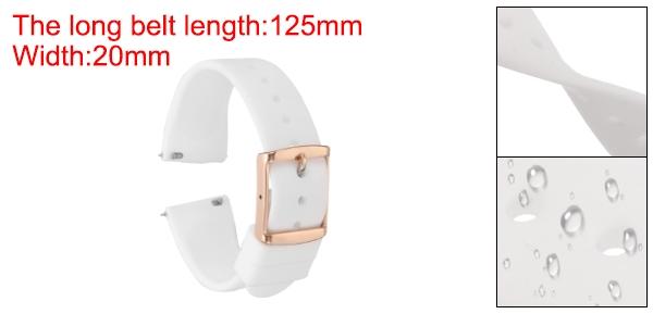 20mm クイックリリース ソフトラバー 交換品 ウォッチストラップ シリコン 腕時計バンド ステンレススチール ローズゴー ルド クラ スプ メンズ レディース 用 白色