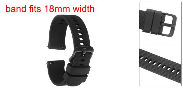 18mmのシリコンウォッチバンド、クイックリリース、柔軟なラバー製交換用ウォッチストラップ、ステンレススチールクラ スプ付き、男性用女性用、黒
