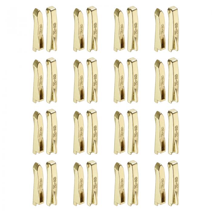 16セット ダブルオープンジッパー修理ラッチキット #8銅製インサートピンジッパーストッパー バッグ コート ジャケット ジッパー修理交換用 ライト金色