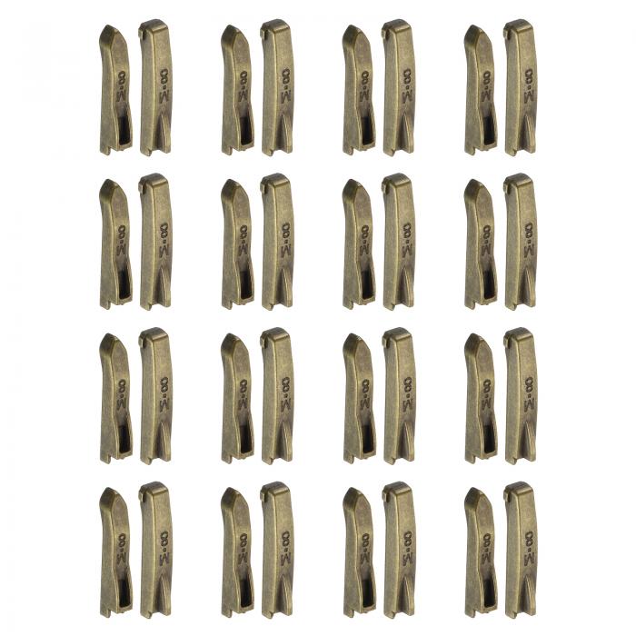 16セット ダブルオープンジッパー修理ラッチキット #8銅製インサートピンジッパーストッパー バッグ コート ジャケット ジッパー修理交換用 ブロンズ