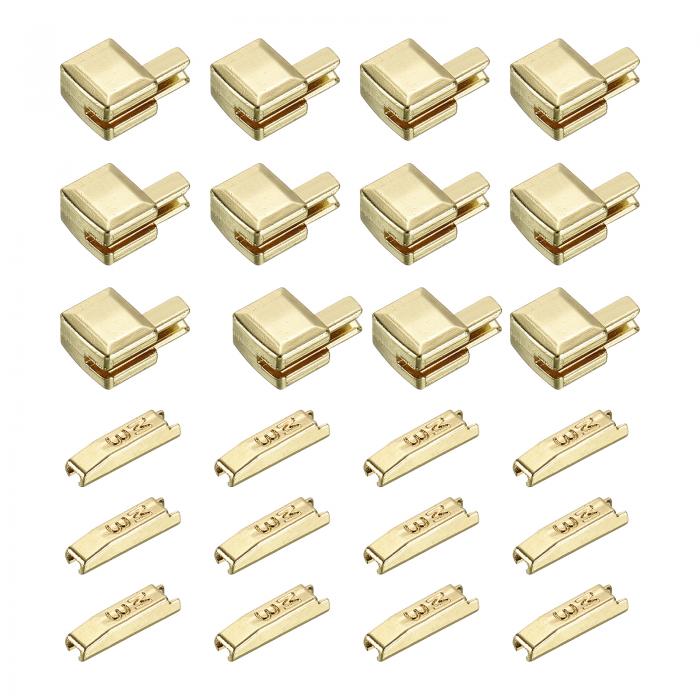 12セット ジッパーラッチスライダーリテーナーキット ジャケットコートDIY裁縫交換用 #3亜鉛合金ジッパーボトムストッパーとインサートピン ライト金色