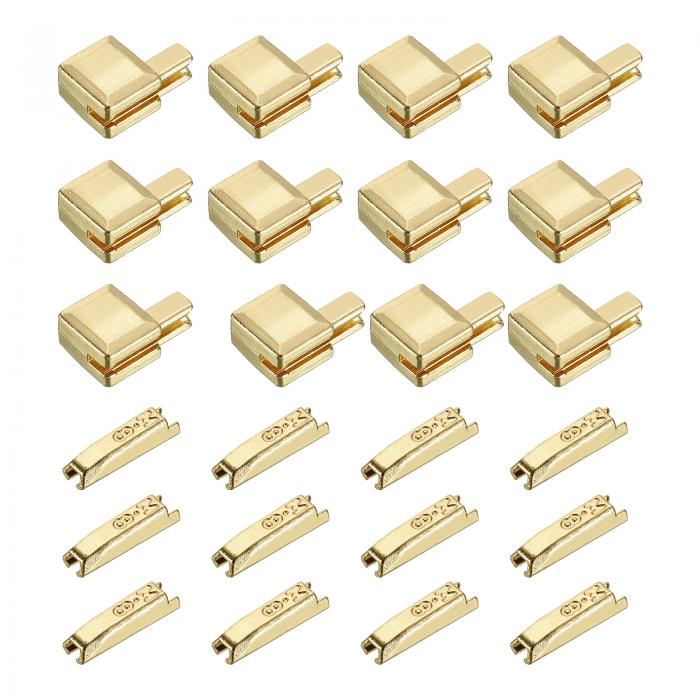 12セット ジッパーラッチスライダーリテーナーキット ジャケットコートDIY裁縫交換用 #8亜鉛合金ジッパーボトムストッパーとインサートピン ライト金色