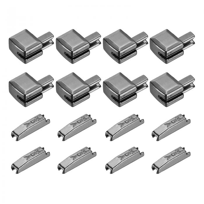 8セット ジッパーラッチスライダーリテーナーキット ジャケットコートDIY裁縫交換用 #5亜鉛合金ジッパーボトムストッパーとインサートピン 黒