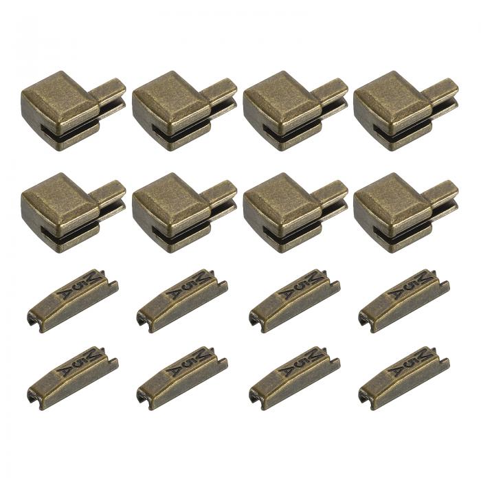 8セット ジッパーラッチスライダーリテーナーキット ジャケットコートDIY裁縫交換用 #5亜鉛合金ジッパーボトムストッパーと挿入ピン ブロンズ