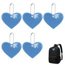 CAPASTEC 反射 キーホルダー リフレクター キーリング ハート型 反射板 交通安全 安全グッズ 通学 通勤 散歩 夜間 事故防止 青 5個入り