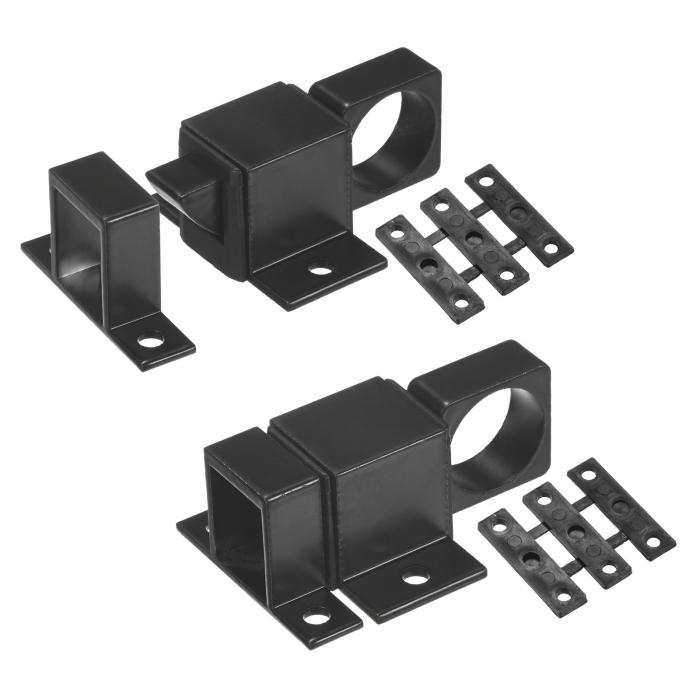 M METERXITY 2パック セルフクロージングラッチ アルミ合金 自動ウィンドウスライドラッチ ガスケット付き プルリング スプリングロードドアロック ドア/窓/トイレ/フェンス/引き出し用 [黒]