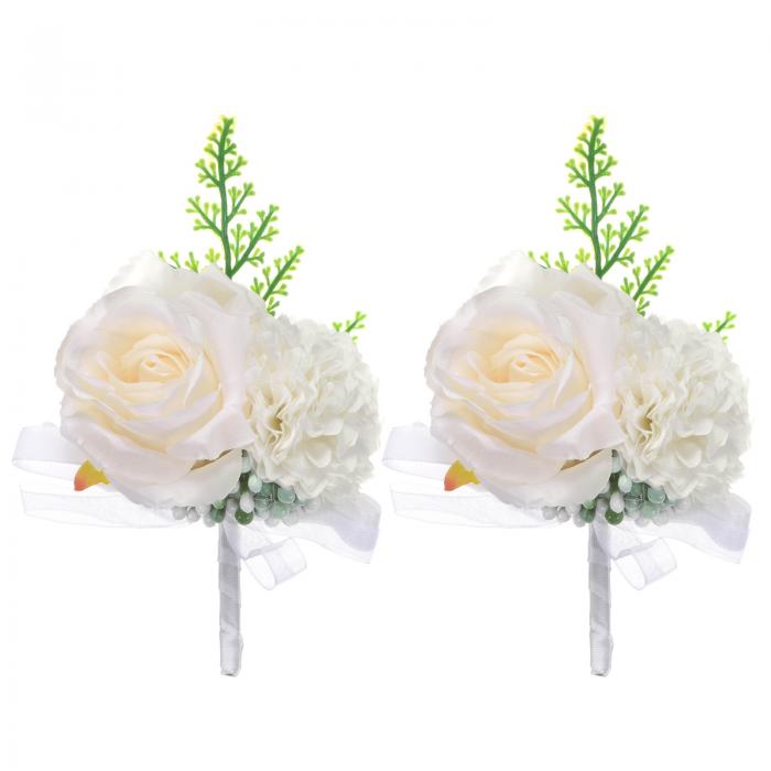 M METERXITY 2パックのメンズ用ブートニア ウェディング 記念日 フォーマルパーティー用の人工バラのブートニア メンズ用のピン付きポケットブートニア[...