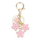 PATIKIL ピンク 花 キーチェーン装飾 かわいいエナメルキーチェーンイニシャルフラワーキーリング レターW装飾ペンダント付き 女性用キーハンドバッグバック...