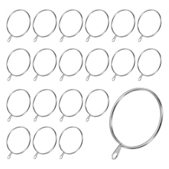 M METERXITY 20個入りのシルバーカーテンリング（アイレット付き） カーテンロッド用の錆びにくい金属..