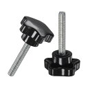 M METERXITY 2個入り スタークランピングノブ 機械/電子機器/家具/傘ベース用 M6x35mmメススレッド手締めネジ 機械ハンドル交換[31mm 黒...