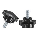 M METERXITY 2個入り スタークランピングノブ 機械/電子機器/家具/傘ベース用 M8x20mmメススレッド手締めネジ 機械ハンドル交換[39mm 黒...
