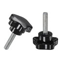 M METERXITY 2個入り スタークランピングノブ 機械/電子機器/家具/傘ベース用 M6x25mmメススレッド手締めネジ 機械ハンドル交換[31mm 黒...