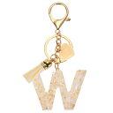 PATIKIL アルファベットイニシャルレターキーチェーン レジン製かわいいキーチェーン タッセルハートレターWペンダント装飾 女性用キーパースハンドバッグバッ...