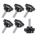 M METERXITY 6個入りスタークランピングノブ 機械/電子機器/家具/傘ベース用 M8x30mmメススレッド手締めネジ マシンハンドル交換[39mm 黒...