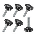 M METERXITY 6個入りスタークランピングノブ 機械/電子機器/家具/傘ベース用 M10x40mmメススレッド手締めねじ 機械ハンドル交換[39mm 黒...
