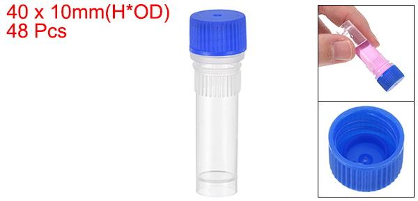 PATIKIL 1mLプラスチック試験管 48個凍結試験管グラデュエートビアルコンテナストレージねじキャップラボ実験科学用 ブルー クリア