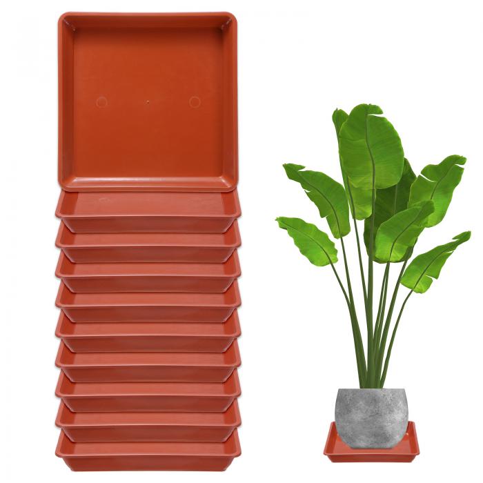 M METERXITY 10個入り 植木鉢用ソーサー 7" プラスチック製 四角い花 水切りトレイ 穴 ない耐久性 ある..