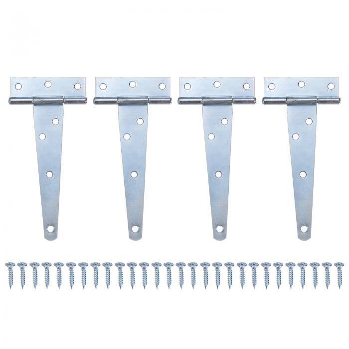 M METERXITY 4個入りのアイアンTストラップシェッドドアヒンジ 5 "の納屋のドアゲートヒンジ 木製フェンス/ヤード/納屋のためのヒンジ付きワイヤードハードウェア[ホワイト]