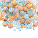 PATIKIL 2-8mm アソーテッドガラス樹脂ビーズ クラック入り砂利丸ビーズ 小さなヨーロピアンスペーサーシードビーズ 宝石メイキングDIYブレスレットク...