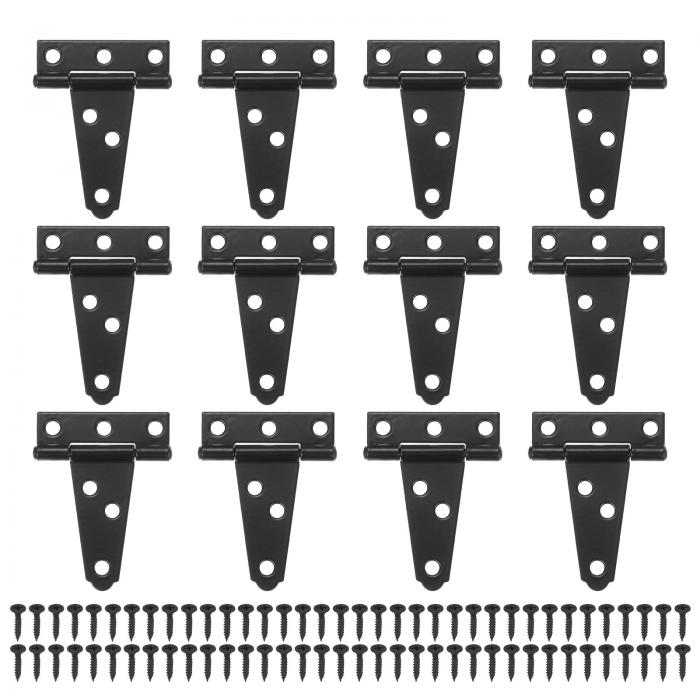 M METERXITY 12パックのアイアンTストラップシェッドドアヒンジ 2 "の納屋のドアゲートヒンジ 木製フェンス/ヤード/納屋のためのヒンジ付きのたんぞうハードウェア[ブ ラ ック]