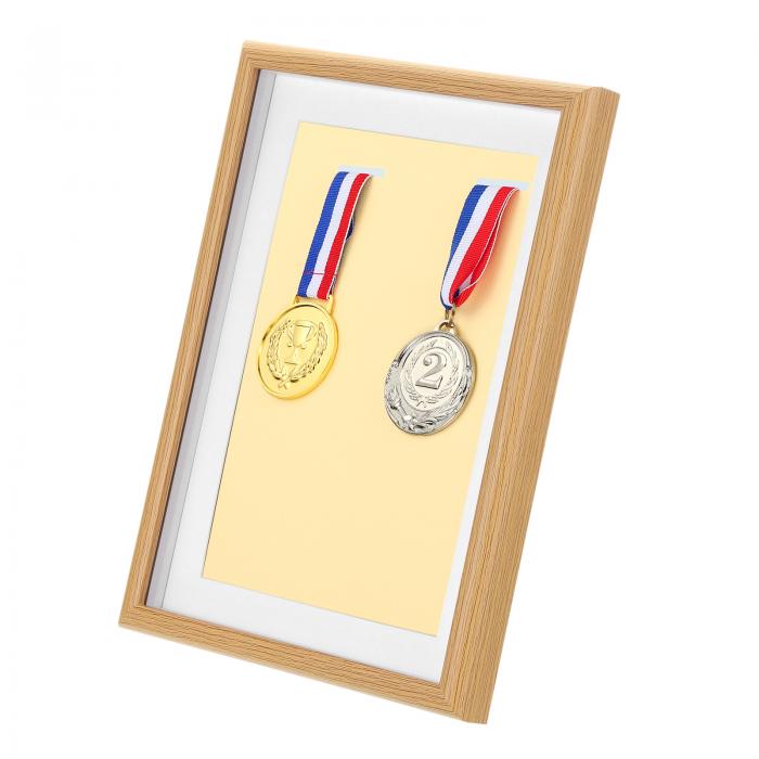 PATIKIL メダルディスプレイケース 2つ メダルディスプレイフレームメダルシャドーボックススポーツメダルディスプレイ写真フレームマラソン水泳トライ アスロン用 ポプラA4