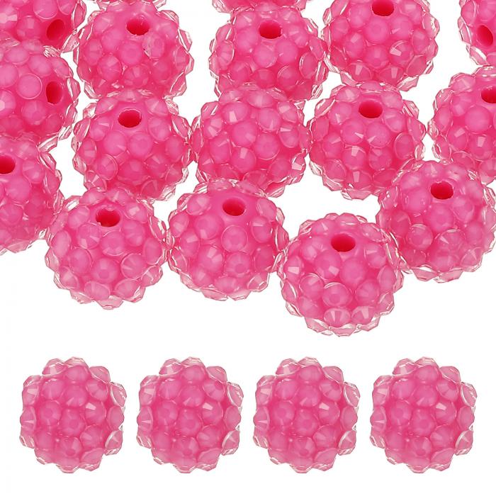 PATIKIL 14mmレジンラインストーンビーズ ビーダブルペン用 20個入りボールディスコスパークリーチャンクラウンドフォーカルバブルガムビーズ 宝石メイキングクラフトネックレスチェーンブレスレットDIY クリアピンク