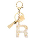 PATIKIL アルファベットイニシャルレターキーチェーン タッセルハートレターRペンダント装飾付きレジンかわいいキーチェーン 女性用キーパースハンドバッグバッ...