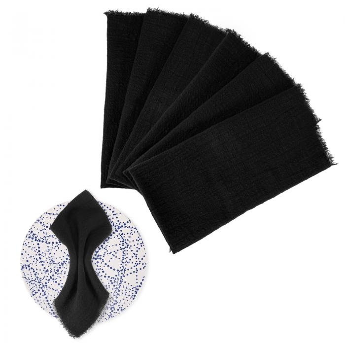 M METERXITY 6パックの布ナプ キン 17" x 17"( 縦 x 横 ) コ ットンリネン製のフリンジ付き秋のナプ キ..