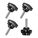 M METERXITY 4個入りスタークランピングノブ 機械/電子機器/家具/傘ベース用 M6x25mmメススレッド手締めネジ マシンハンドル交換[31mm 黒...