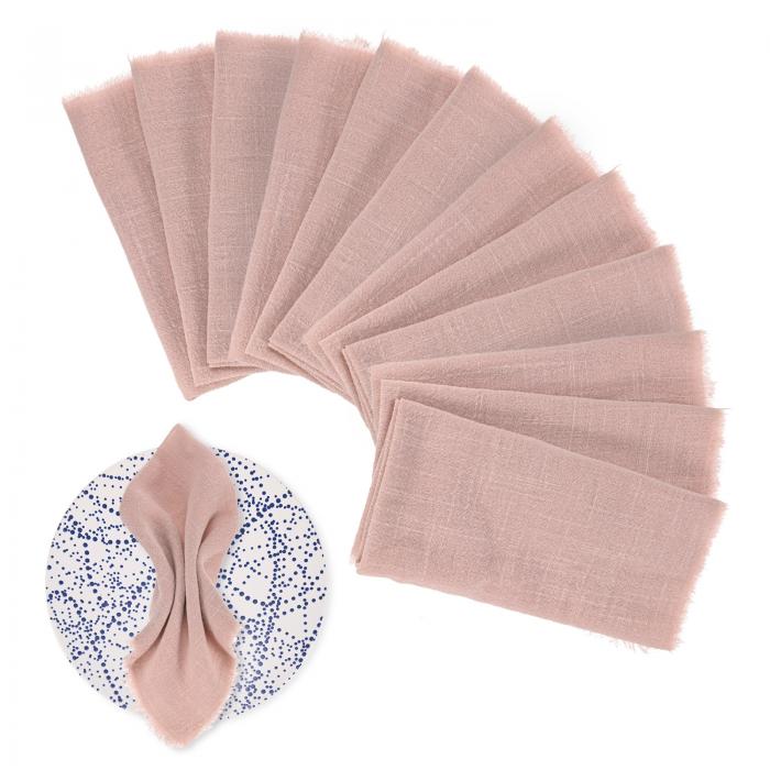 M METERXITY 12パックの布ナプ キン 17" x 17"( 縦 x 横 ) コ ットンリネン製のフリンジ付き秋のナプ ..