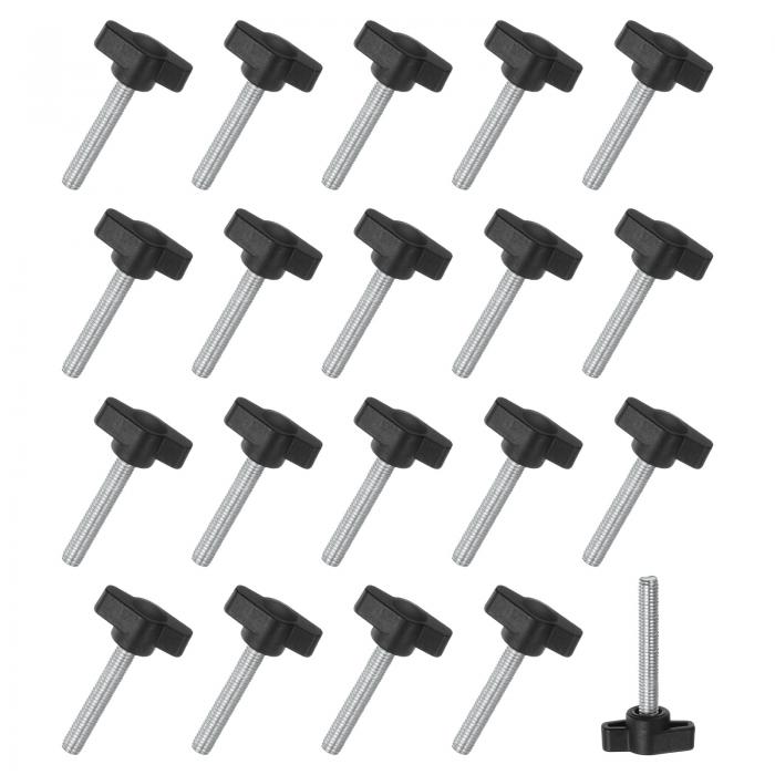 M METERXITY 20個入りのサムねじ M6x40mmのTウィングノブ 木工/機械/装置用のプラスチックTハンドルクランプねじノブ メートルねじサムねじ 黒