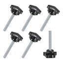 M METERXITY 6パック スタークランピングノブ 機械/電子機器/家具/傘ベース用 M8x60mmメススレッド手締めネジ 機械ハンドル交換[39mm 黒...