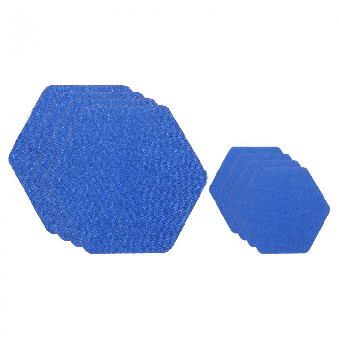 PATIKIL ナイロン補修パッチ 2.5"x2.5" / 1.5"x1.5" 8パック ダウンジャケットパッチ ヘックス形状 生地補修テープ 衣類 ジャケット テント バッグ アウトドアギア 修理用 ブルー