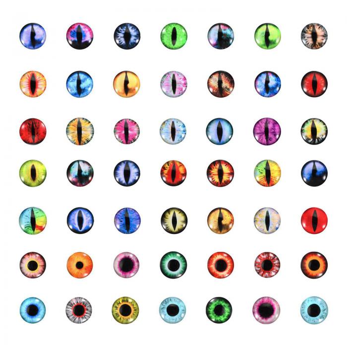 PATIKIL 10mmドラゴンアイ 100個の丸いガラスの目 動物の編み目の目 粘土人形作り クラフトDIY ジュ エ..