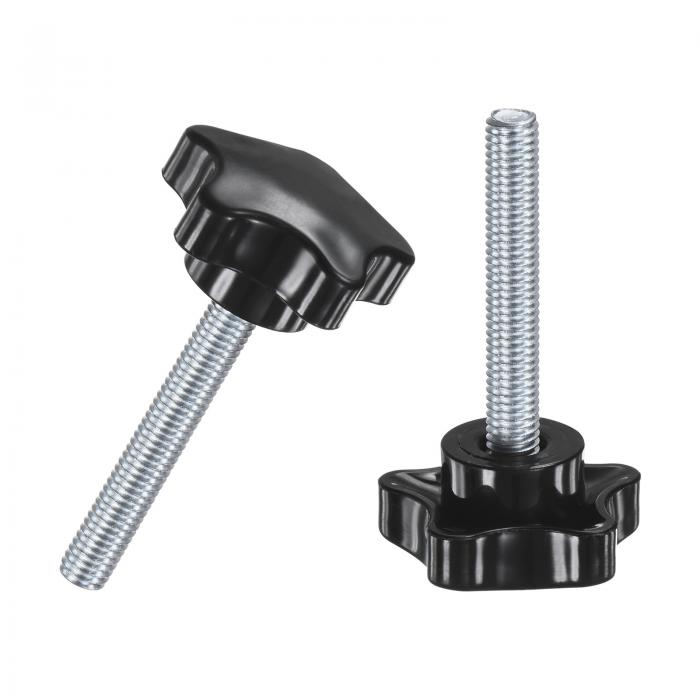 M METERXITY 2個入りスタークランピングノブ 機械/電子機器/家具/傘ベース用M8x50mmメススレッド手締めネジ 機械ハンドル交換[39mm 黒]