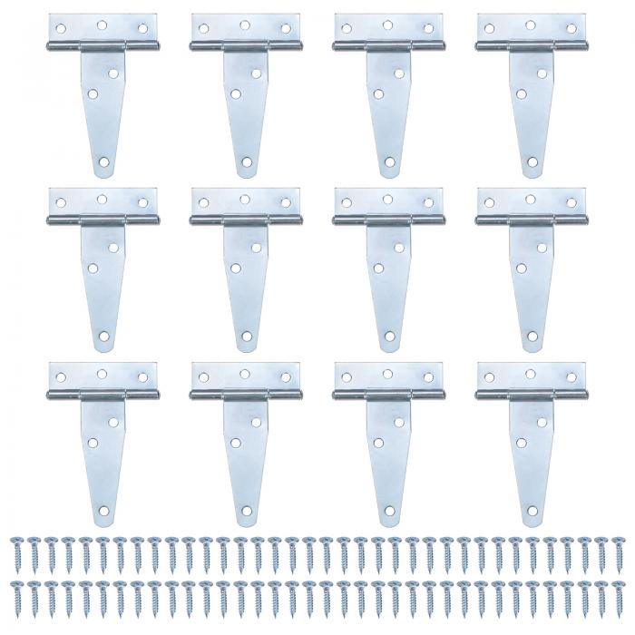 M METERXITY 12個入りのアイアンTストラップシェッドドアヒンジ 3 "の納屋のドアゲートヒンジ 木製フェンス/ヤード/納屋のためのヒンジ付きワイヤードハードウェア[ホワイト]