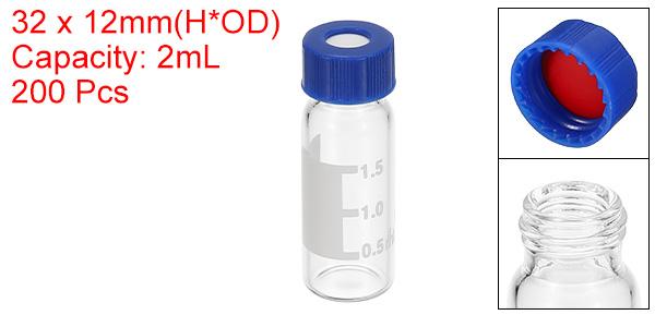PATIKIL 2mlオートサンプラーバイアル 200個入りプレスリットHPLC/GCバイアル9-425ラボクリアバイアルサンプルバイアルスクリューキャップライティングパッチPTFE＆シリコンセプタLCスタンパー用