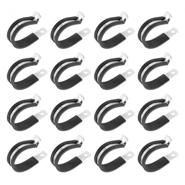 PATIKIL 1-3/8インチケーブルクランプ 16個318ステンレススチールラバークッション絶縁パイプ金属クラ..