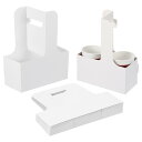 PATIKIL ハンドル付き2カップドリンクキャリア 10パッククラフトペーパーボードテイクアウトコーヒーカップホルダー 持ち運び可能な使い捨てハンドル付きドリンクキャリア 白(3)