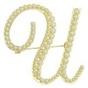 PATIKIL レターブローチピン パールイニシャルアルファベットUレターラ ペルバッジピン 女性用メンズガールワイフスーツクローズドレスブーケコートハットバッ...