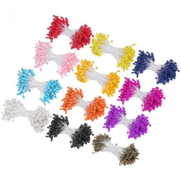 M METERXITY 1800個入りの人工花ステーメンキット 3 mmミニダブルヘッド花ステーメンピスティル 花作り..