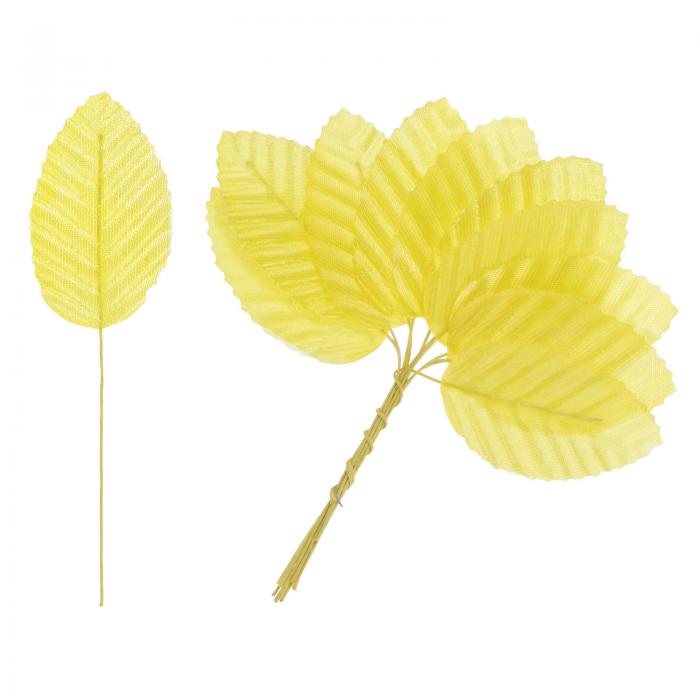 M METERXITY 200パックの人工シルクリーフ フェイクワイヤーシングルリーフ DIYブーケ/リース/ウェディング/ガーランド/パーティー装飾用のフェイクフラワーリーフ ステム付き [イエロー]