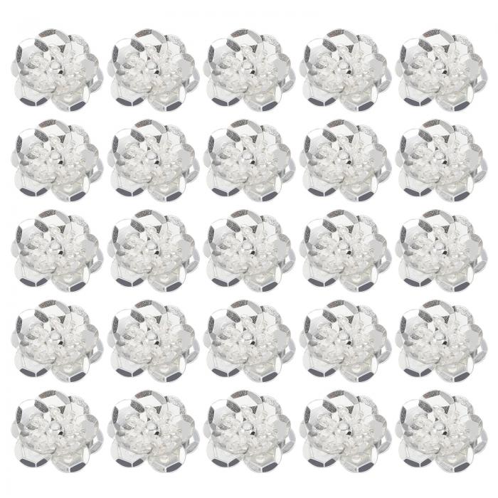 PATIKIL 50個のシーケンスビーズフラワーパッチ、0.8"/2cmのフラワーアップリケ、水晶ビーズ付きの布パ..