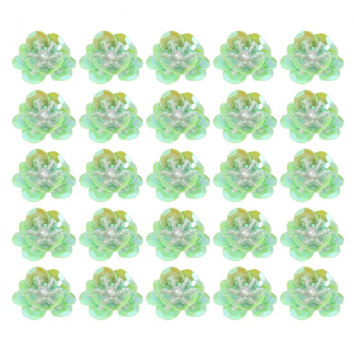 PATIKIL 50個のシーケンスビーズフラワーパッチ、0.8"/2cmのフラワーアップリケ、水晶ビーズ付き布パッ..