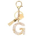 PATIKIL アルファベットイニシャルレターキーチェーン タッセルハートレターGペンダント装飾付き レジンかわいいキーチェーン 女性用キーパースハンドバッグバ...