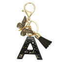PATIKIL アルファベットイニシャルレターキーチェーン タッセルバタフライレターAペンダント装飾付きレジンかわいいキーチェーン 女性用キーパースハンドバッグ...
