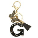 PATIKIL アルファベットイニシャルレターキーチェーン タッセルバタフライレターgペンダント装飾付きレジンかわいいキーチェーン 女性用キーパースハンドバッグ...